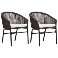 Tuinstoelen 2 st PE-rattan bruin - thumbnail