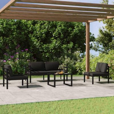 5-delige Loungeset met kussens aluminium antracietkleurig