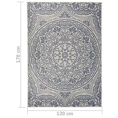 VidaXL Buitenkleed met patroon platgeweven 120x170 cm blauw