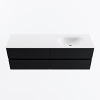 MONDIAZ VICA 150cm badmeubel onderkast Urban 4 lades. Wastafel MOON rechts 1 kraangat, kleur Talc. - thumbnail