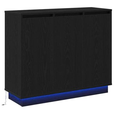 LED Sideboard Zwart Eiken 90 x 32 x 75 cm Bewerkt hout