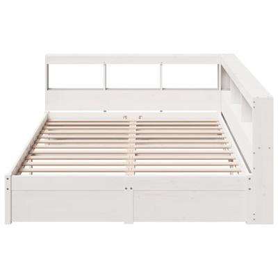Bed met boekenkast zonder matras grenenhout wit 150x200 cm - thumbnail