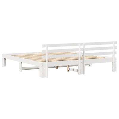 Bedframe met hoofdeinde Wit 200 x 200 cm Massief grenenhout