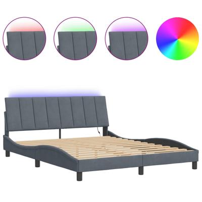 Bedframe met LED-verlichting fluweel donkergrijs 180x200 cm - thumbnail