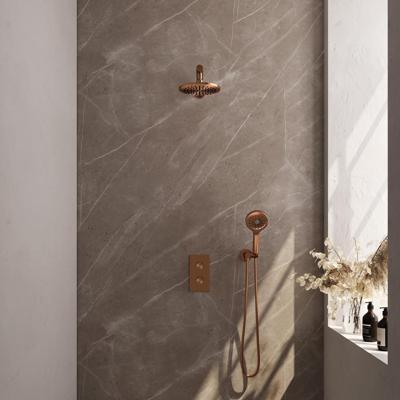 Brauer Copper Edition Thermostatische Regendoucheset Inbouw - Hoofddouche 20 cm - Rechte Wandarm - 3 Weg - Handdouche 3 Standen - Doucheslang - Wandaansluitbocht
