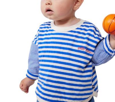 Baby T-shirt van katoen met lange mouwen, gestreept PETIT BATEAU blauw Baby T-shirt van katoen met lange mouwen, gestreept PETIT BATEAU blauw