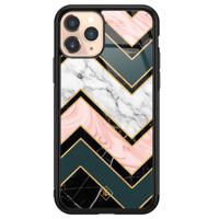 iPhone 11 Pro glazen hardcase - Marmer triangles - thumbnail