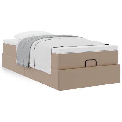 Ottoman bed met matras 80x200 cm kunstleer cappuccinokleurig