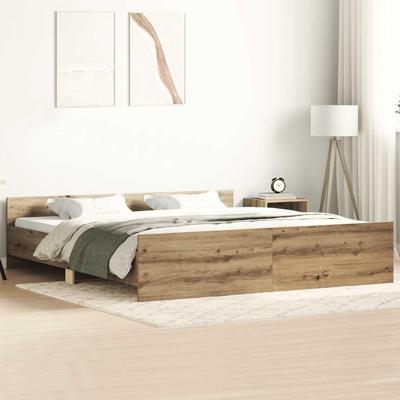 Bedframe zonder matras spaanplaat artisanaal eikenkleurig