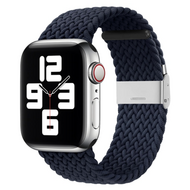 Braided nylon bandje - Donkerblauw - Geschikt voor Apple Watch 44mm / 45mm / 46mm / 49mm - thumbnail