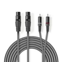 Nedis COTH15230GY30 Xlr-audiokabel 2x Xlr 3-pins Female - 2x Rca Male 3,0 M Grijs - thumbnail