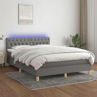 Boxspring met matras en LED stof donkergrijs 140x190 cm - thumbnail