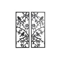 Wanddecoratie DKD Home Decor (2 Onderdelen) Metaal Vogels Shabby Chic (35 x 1,3 x 91 cm) - thumbnail