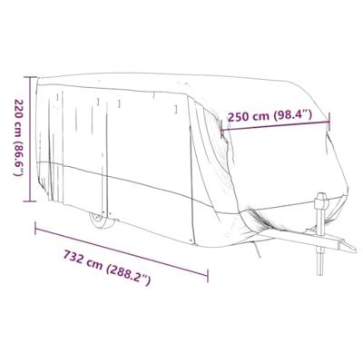 VidaXL Caravanhoes 732x250x220 cm vliesvlies grijs