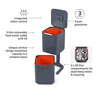 Joseph Joseph Intelligent Waste Afvalemmer Totem Compact 40 Liter (2x20 Liter) - thumbnail