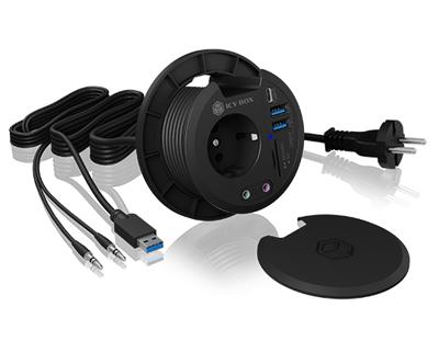 ICY BOX IB-HUB1430-CR, 3 Port USB 3.0 Tisch-Hub und Card Reader mit Audio Ein-/Ausgang USB 3.2 Gen 1-hub 5 poorten Zwart ICY BOX IB-HUB1430-CR, 3 Port USB 3.0 Tisch-Hub und Card Reader mit Audio Ein-/Ausgang USB 3.2 Gen 1-hub 5 poorten Zwart