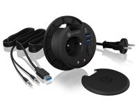 ICY BOX IB-HUB1430-CR, 3 Port USB 3.0 Tisch-Hub und Card Reader mit Audio Ein-/Ausgang USB 3.2 Gen 1-hub 5 poorten Zwart - thumbnail