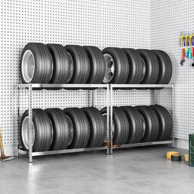 VidaXL Bandenrekken 2-laags 2 st 110x40x110 cm staal zilverkleurig VidaXL Bandenrekken 2-laags 2 st 110x40x110 cm staal zilverkleurig