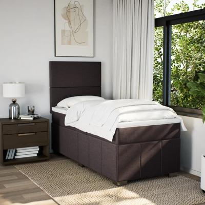 Boxspring met matras stof donkerbruin 90x200 cm - thumbnail