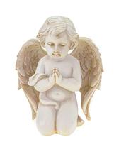 Knielende engel van poly, wit (B/H/D) 11x14x7 cm - thumbnail