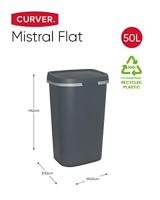 Curver prullenbak mistral flat - grijs - 50 liter - thumbnail