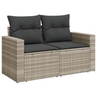 6-delige Loungeset met kussens poly rattan lichtgrijs - thumbnail