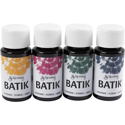 Schjerning Batikverf, marineblauw, groen, roze, oranje geel, 4x50 ml/ 1 doos