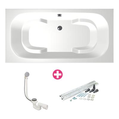 Ligbad Xenz Tanga | Inbouw | 180x90 cm | Incl.Badafvoer | Met overloop | Acryl | Glans wit