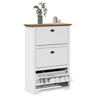 VidaXL Schoenenrek bodo 80x35x118 cm wit en bruin VidaXL Schoenenrek bodo 80x35x118 cm wit en bruin