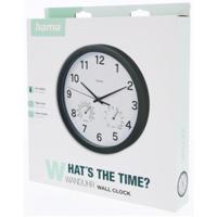 Hama Wandklok Malta met Thermo-Hygrometer Tikt Niet 25 cm Zwart/Wit - thumbnail