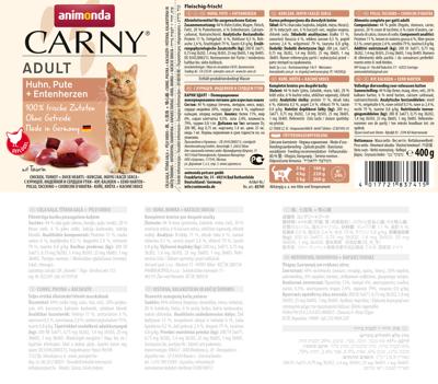 ANIMONDA Carny Adult Chicken, turkey, duck hearts - nat kattenvoer - 400g