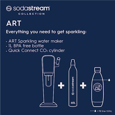 Sodastream ART Starterpack incl. 1l.Fles + Quick Connect Cilinder Waterkan Zwart - thumbnail