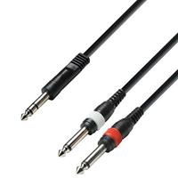 Adam Hall 3 Star YVPP 0300 verloopkabel 1x stereo jack naar 2x mono jack 3m - thumbnail
