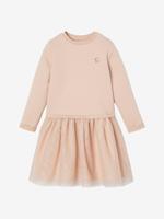 Kerstmeisjesjurk van twee soorten materiaal roze (poederkleur) - thumbnail