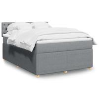 Boxspring met matras stof lichtgrijs 140x200 cm - thumbnail