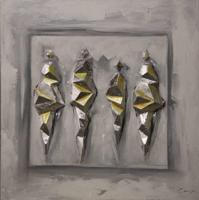 Schilderij - Handgeschilderd - Abstracte mensen 80x80cm - thumbnail