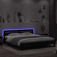 Bedframe met hoofdeinde en LED-verlichting zwart 160x200 cm - thumbnail
