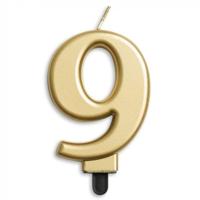 Kaars 9 jaar goudkleurig luxe - thumbnail