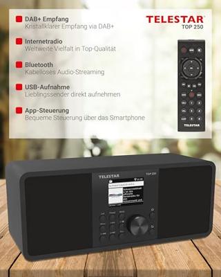 Telestar TOP 250 Schwarz Transistorradio met internetradio DAB+, Internet, VHF (FM) Zwart