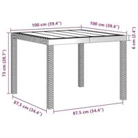 Tuintafel 100x100x73 cm poly rattan wit - thumbnail