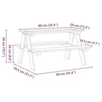 Kindertafel met banken IRUN 90x79,5x50cm massief hout wit - thumbnail