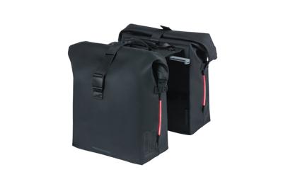 Basil soho dubbele fietstas nordlicht - waterdicht, pu, rolltopsluiting, geschikt voor mik, 41 ltr, night zwart