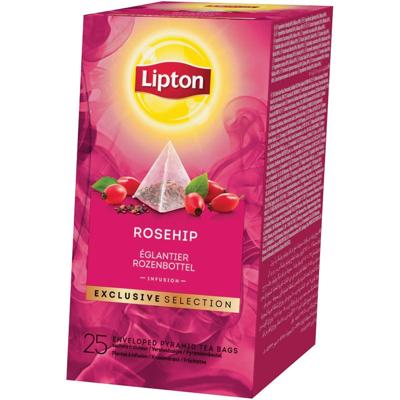 Lipton thee Exclusive Selection, Rozebottel, doos van 25 zakjes