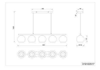 Trio Design hanglamp Sheldon zwart met smoke glas R31305017