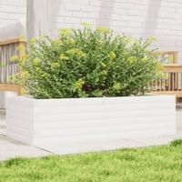 VidaXL Plantenbak 90x40x23 cm massief grenenhout wit - thumbnail