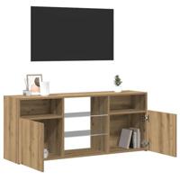 Tv-meubel met LED 120x30x50 cm bewerkt hout artisanaal eiken - thumbnail