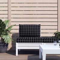 VidaXL Palletkussens 2 st ruitpatroon oxford stof zwart - thumbnail