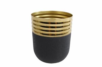 Bloempot "Luuk" S goud/zwart metaal p10,5 9x9x10cm