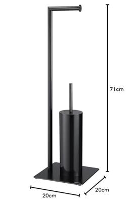 Toiletbutler Sealskin Tube met Toiletrolhouder en Toiletborstel met Houder Vrijstaand Zwart