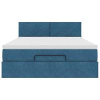 Ottoman bed met matras 140x190cm fluweel donkerblauw - thumbnail